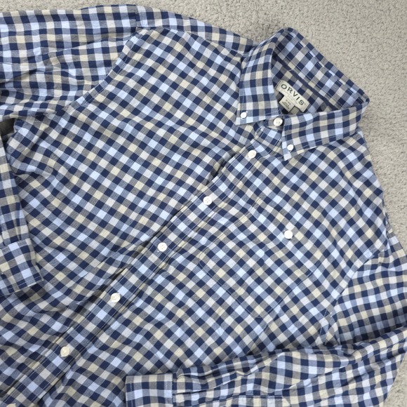 Orvis Mens XL Blue Gingham Check Button Down Long Sleeve Shirt - Picture 1 of 7